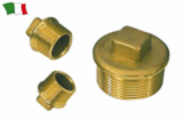 TAPPO MASCHIO TESTA QUADRA DA 3/4" IN OTTONE PESANTE