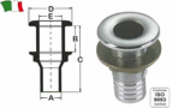 SCARICO A MARE DA 1"1/2 IN OTTONE CROMATO CON PORTAGOMMA