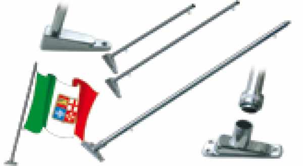 ASTA PORTABANDIERA OTTONE CROMATO CM.50 CON BASE