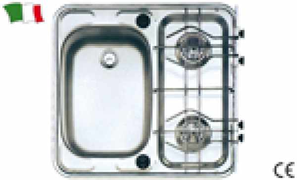 LAVELLO CON PIANO COTTURA IN ACCIAIO INOX